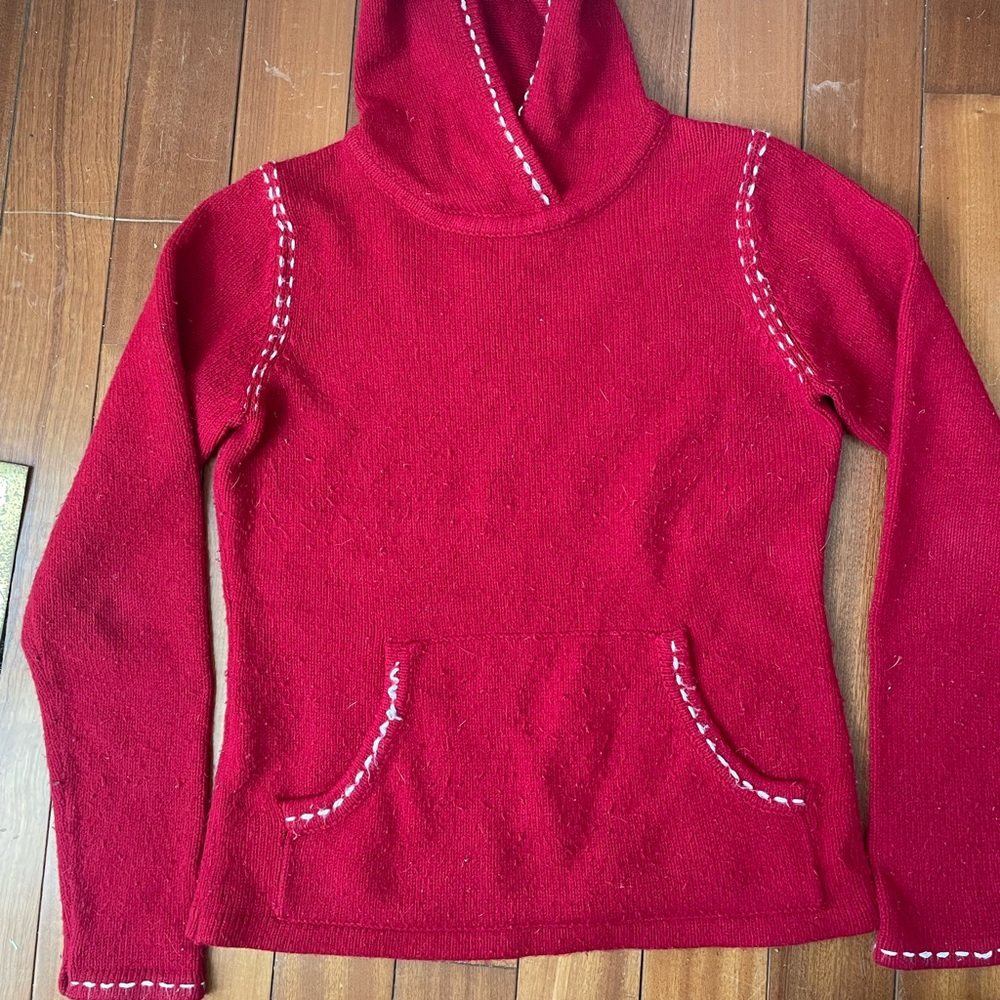 Anne Taylor Loft hooded sweater, red